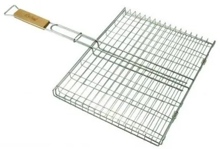 Gratar mobil cu blocare, maner lemn, dreptunghiular, 38x29 cm, Perfect Home