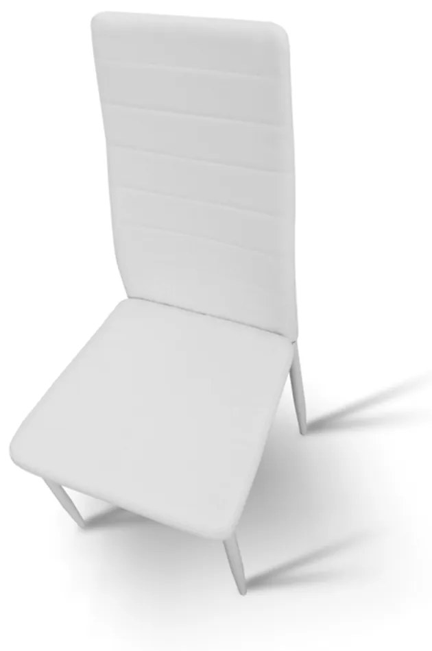 Scaun, piele eco albă/metal alb, COLETA NOVA