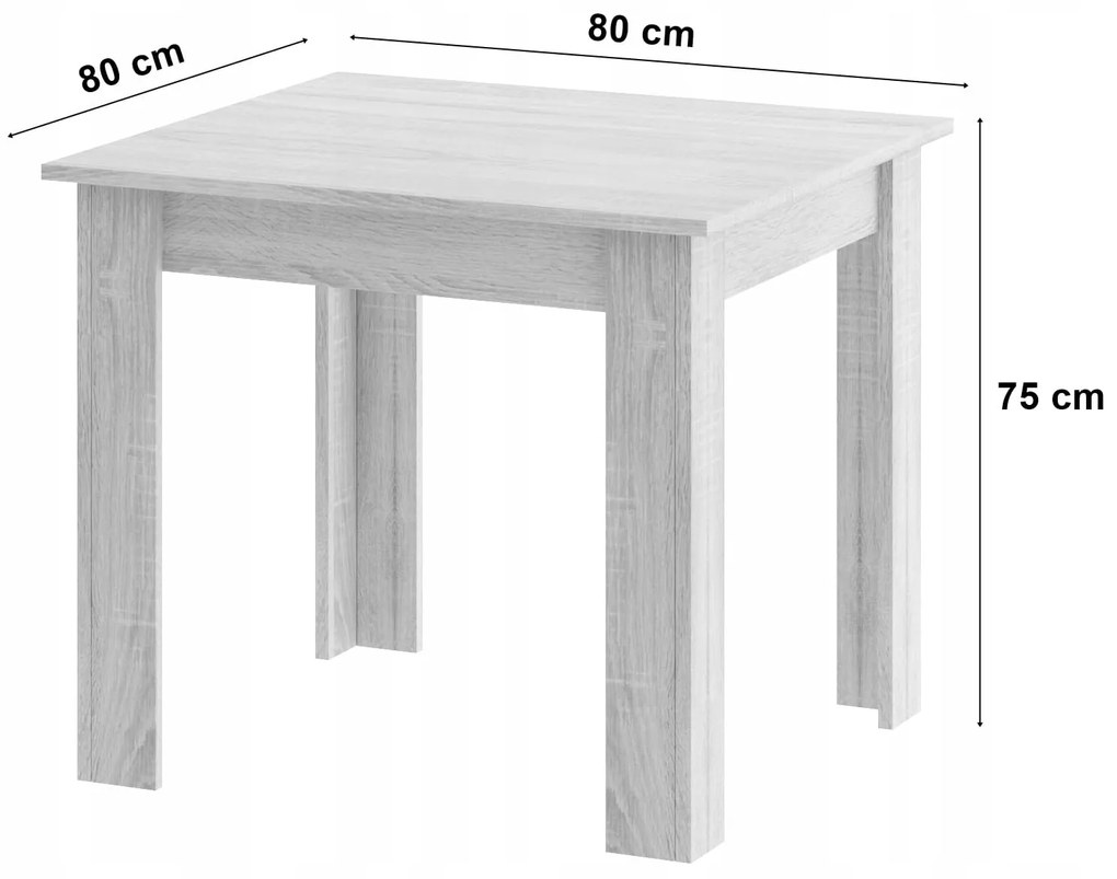 Set de masa 1 + 4, masa MADO 80x80 alb + scaun BALI MARK gri