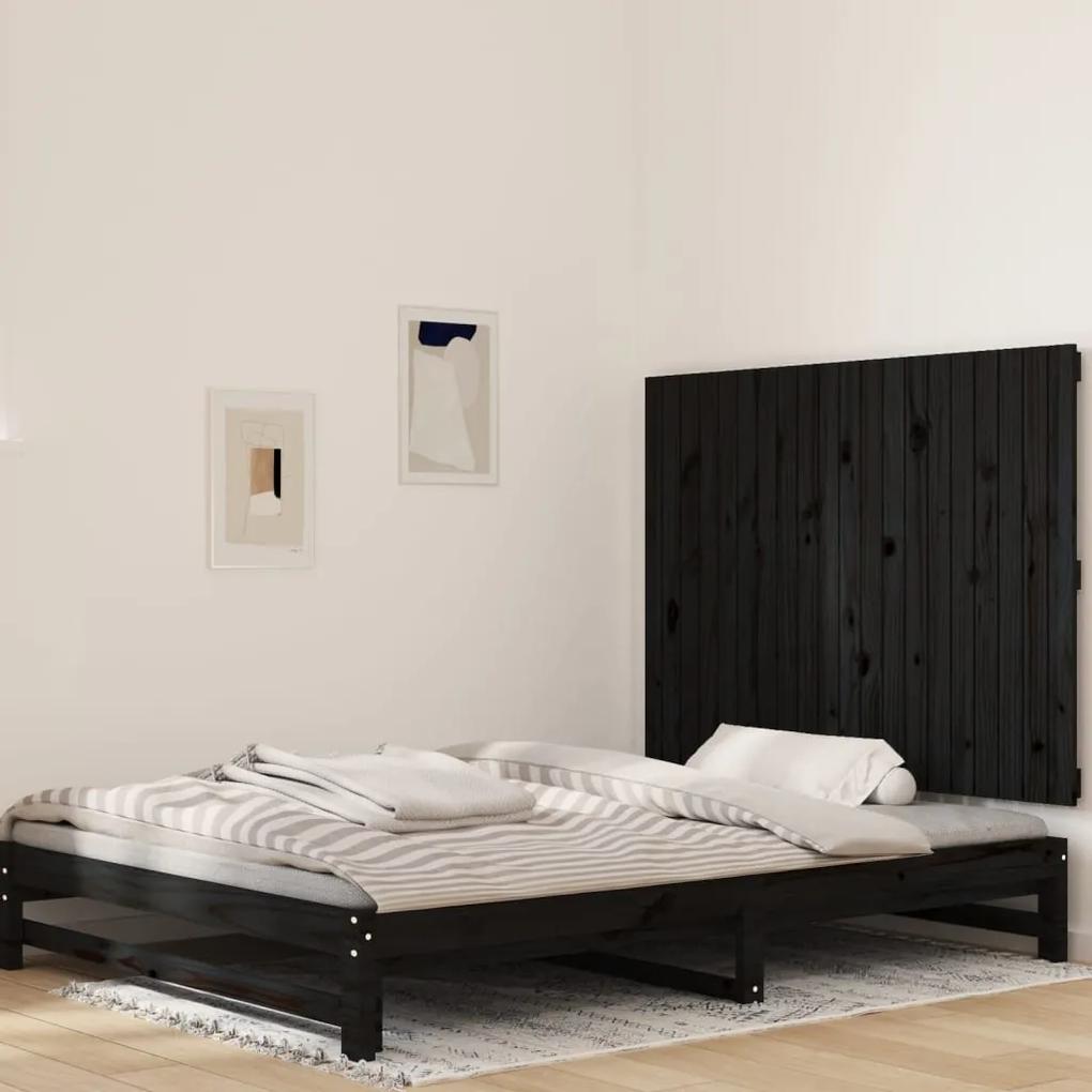 824892 vidaXL Tăblie de pat pentru perete, negru, 127,5x3x90 cm