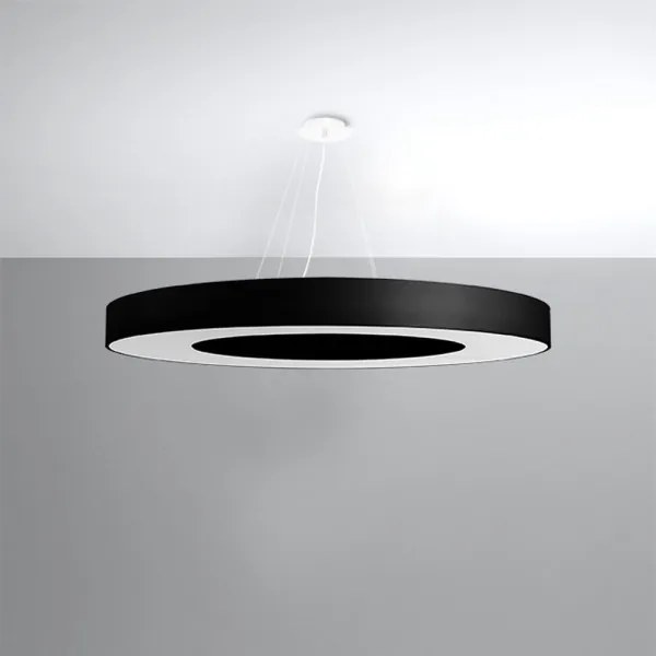 Lustră pe cablu SATURNO SLIM 8xE27/60W/230V d. 90 cm neagră Sollux SL.0798