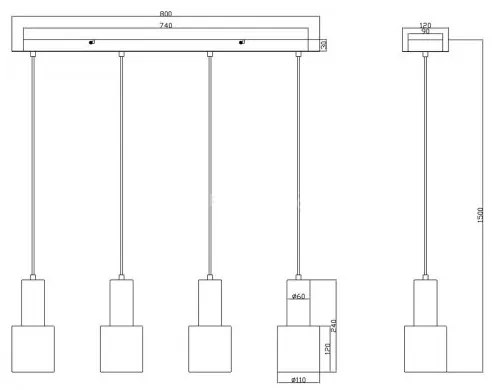 Lustră pe cablu WAILER 4xGU10/5W/230V gri Trio
