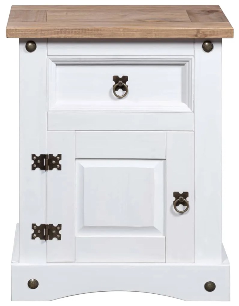 282618 vidaXL Noptieră, alb, 53x39x66 cm, lemn de pin mexican, gama Corona