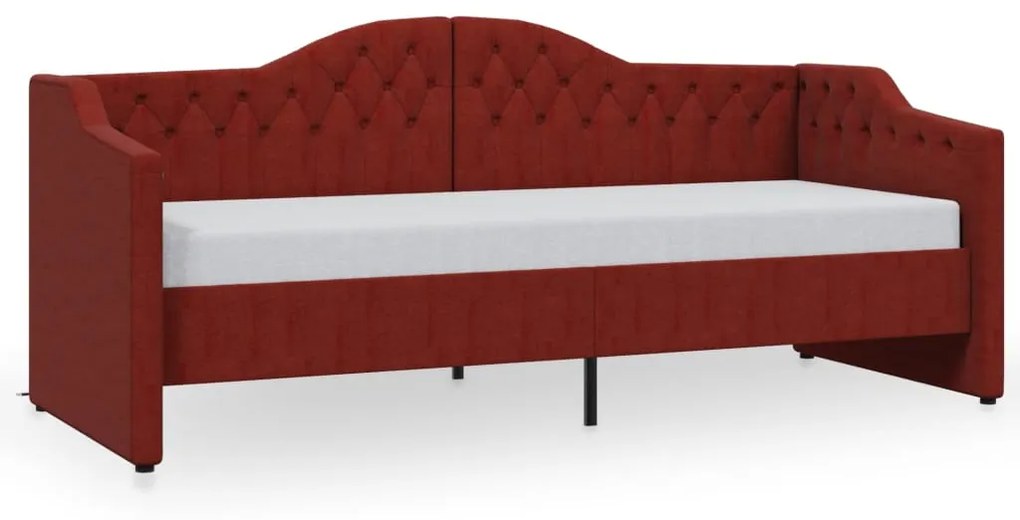 3080295 vidaXL Pat de zi cu saltea & USB, roșu vin, 90x200 cm, textil