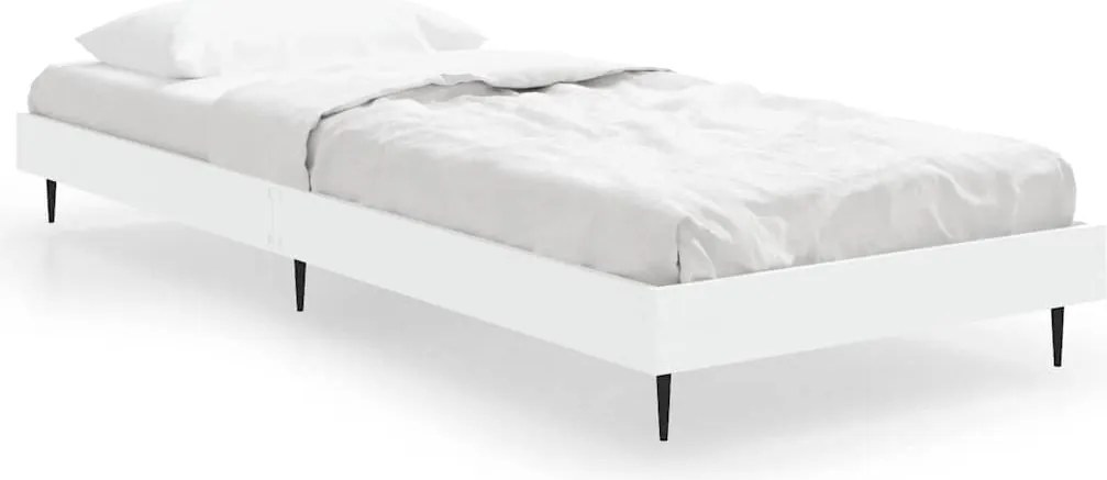 vidaXL Cadru de pat, alb, 75x190 cm, lemn prelucrat