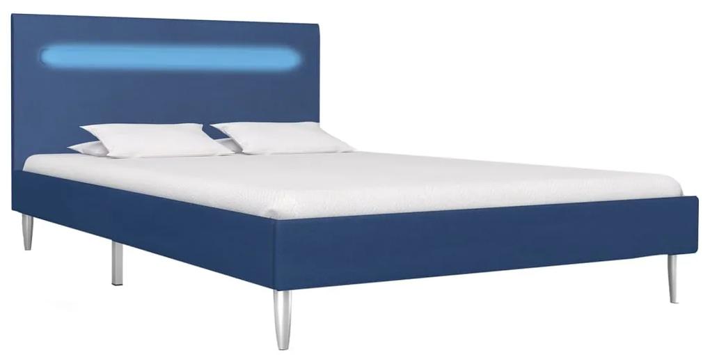 280972 vidaXL Cadru de pat cu LED-uri, albastru, 120x200cm, material textil