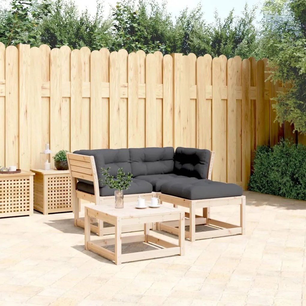 vidaXL Set canapele de grădină cu perne, 3 piese, lemn masiv de pin