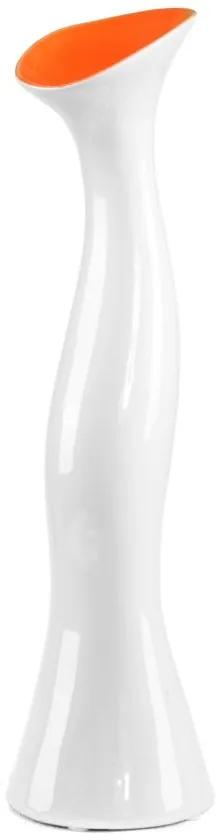 Vaza decorativa din ceramica Slim Alb / Portocaliu, Ø13,8xH54 cm