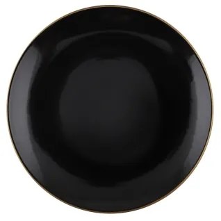 Set de masă, 24 piese, negru/auriu, din ceramică de tip stoneware