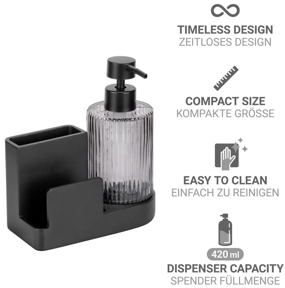 Suport pentru accesorii de spălat negru din polirășină Pina – Wenko