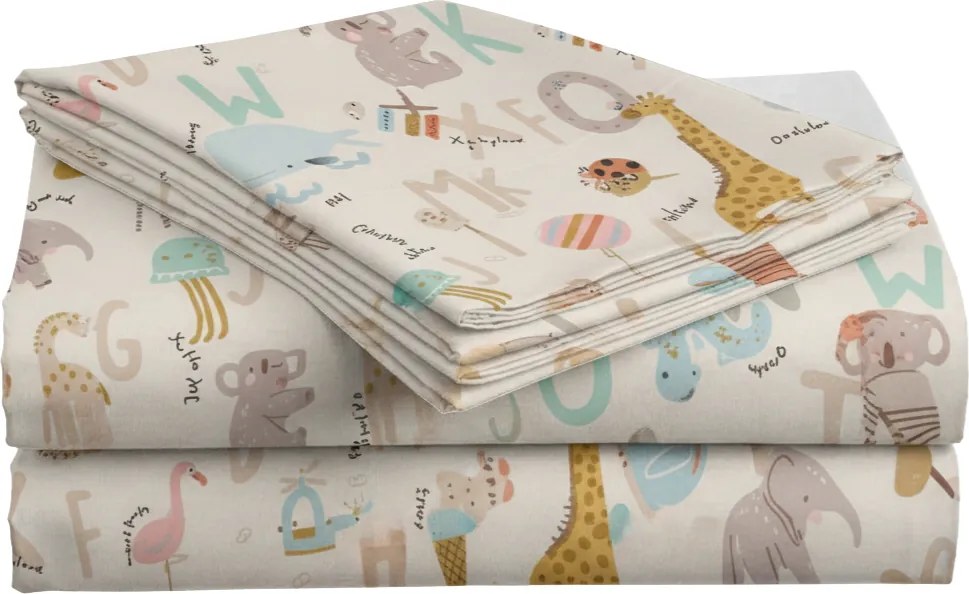 Cearsaf din bumbac pentru patut de copii ALPHORA colorat 110x160 cm