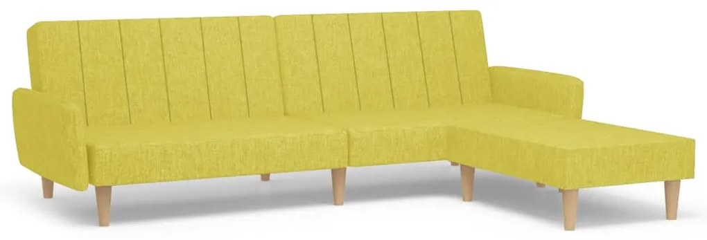 3080714 vidaXL Canapea extensibilă 2 locuri, cu taburet, verde, textil