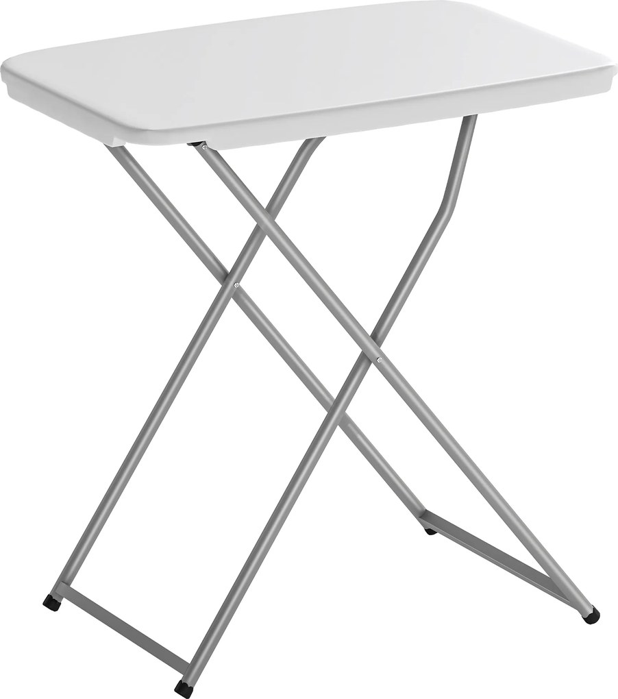 Outsunny Masă Pliantă pentru Camping Portabilă cu Reglaj pe 5 Niveluri Blat HDPE și Cadru Metalic 75x50x73,5 cm Alb | Aosom Romania