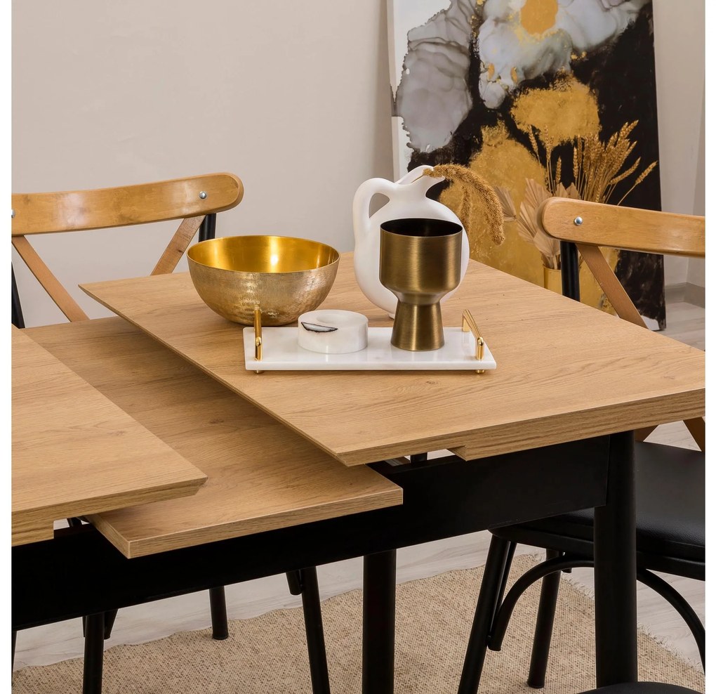 Set mobilier sufragerie Duvasa 10 (negru) (pentru 4 persoane). 1093812