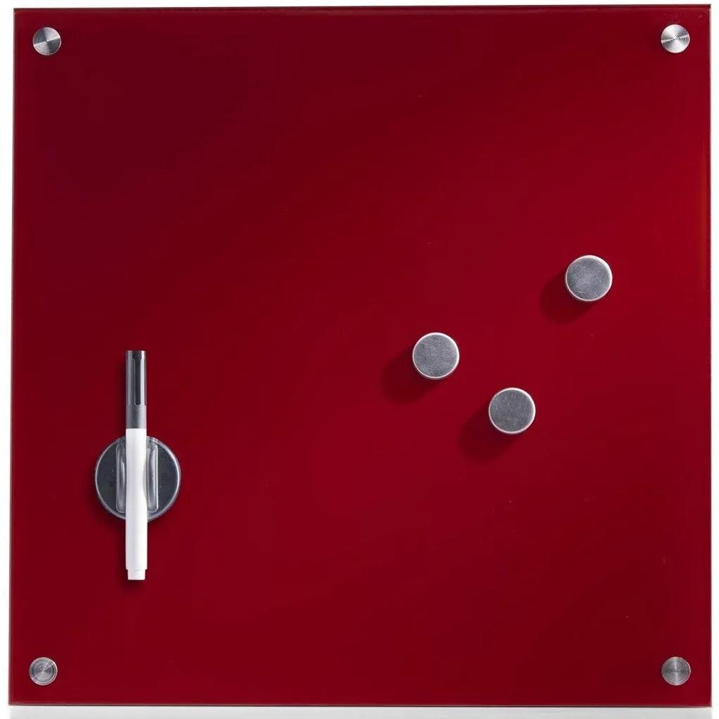 Tabla magnetica Zeller, Sticla, 40x40 cm, Rosu - czerwony