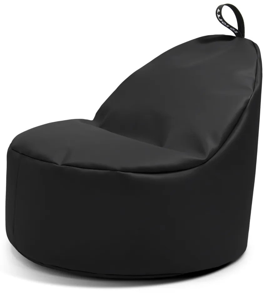 Fotoliu bean bag negru cu tapițerie din imitație de piele Round L – So Soft?