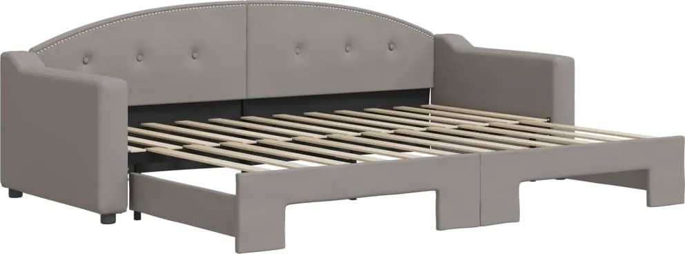 vidaXL Pat de zi cu extensie, gri taupe, 80x200 cm, textil