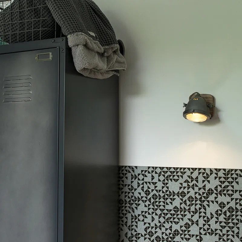 Spot inteligent din oțel cu lemn, incl. WiFi GU10 reglabil - Emado
