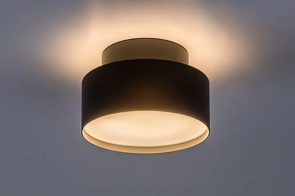 Mini Plafoniera LED cu lumina ambientala in sus Ovidia negru D-14cm