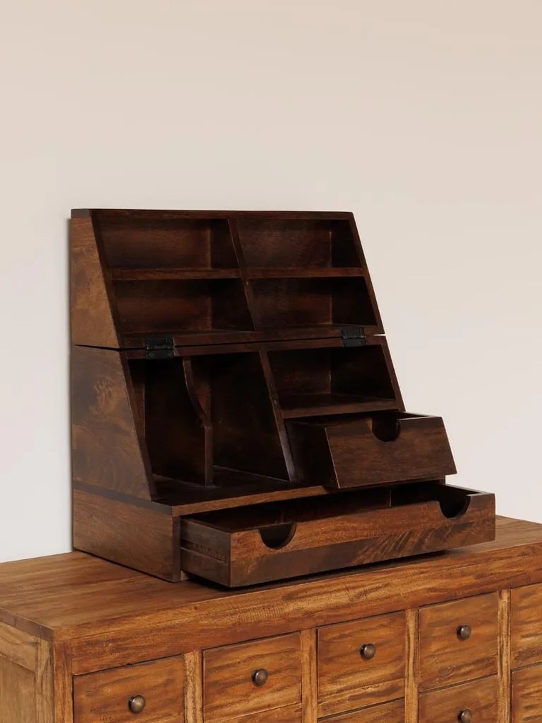 Organizator de birou, din lemn de mango, pliabil, Oswald