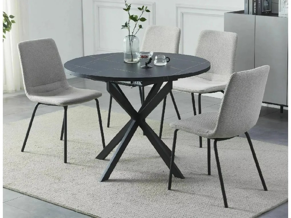 Masa extensibila de sufragerie GASTON 100(135)X100 cm, decor marmura neagra