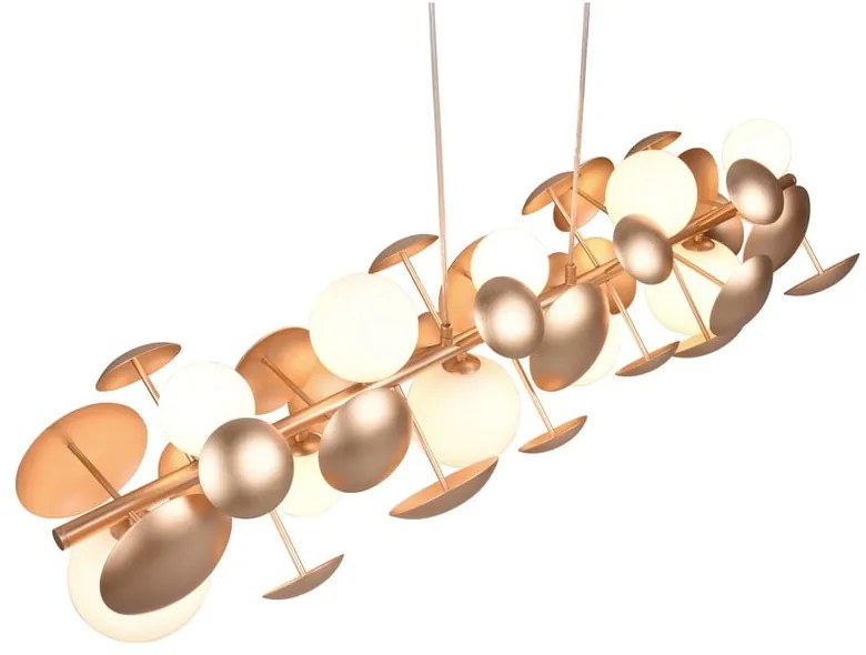 Lustră alb-auriu cu abajur din sticlă Bubble – Trio Select