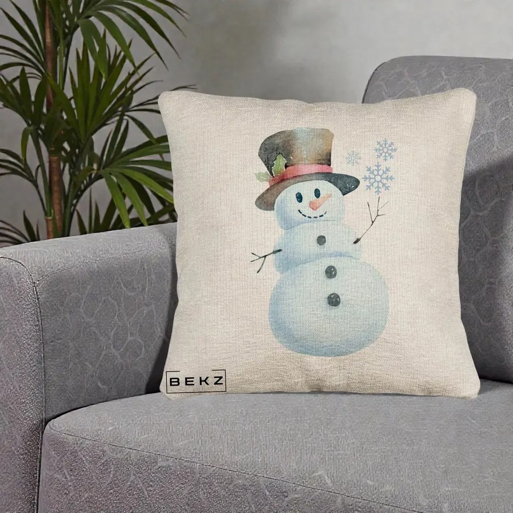 Perna Decorativa Om de Zapada cu Joben si Vasc, 40x40 cm, Bej Canapea, Husa Detasabila, Perna Inclusa, BEKZ®