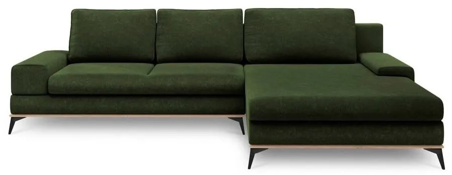 Colțar extensibil cu șezlong pe partea dreaptă Windsor &amp; Co Sofas Planet, verde smarald