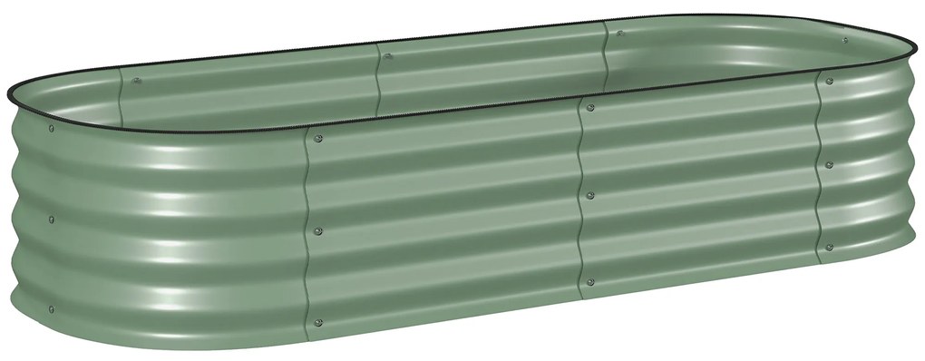 Outsunny Paturi Inaltate Galvanizate pentru Gradina, Cutie Inaltata din Metal cu Margine de Siguranta, pentru Cultivarea Florilor, Ierburilor, Verde
