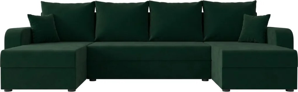 Coltar extensibil in forma de U VALERIO 305x140 cm, verde inchis