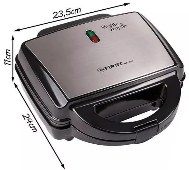 Aparat de facut gofre in forma de briosa First Austria FA-5304, 600W, 2 forme, Acoperire antiaderenta, Indicator LED, Negru