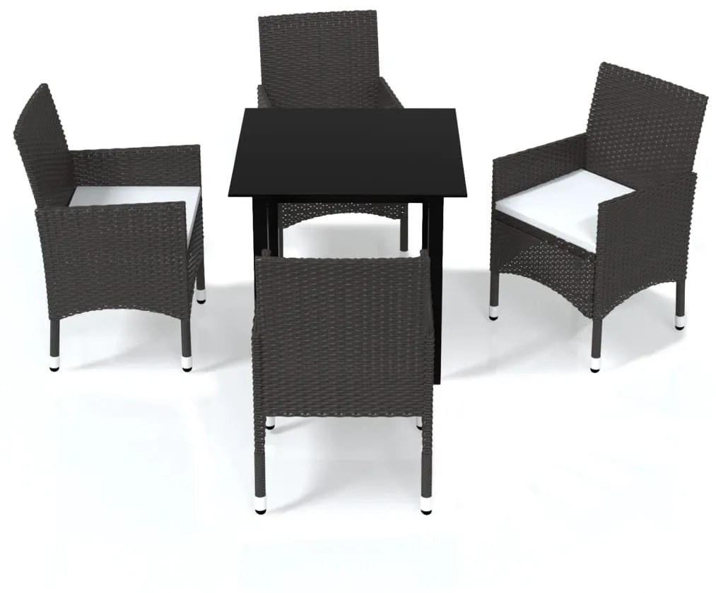 3094992 vidaXL Set mobilier de grădină cu perne, 5 piese, maro, poliratan