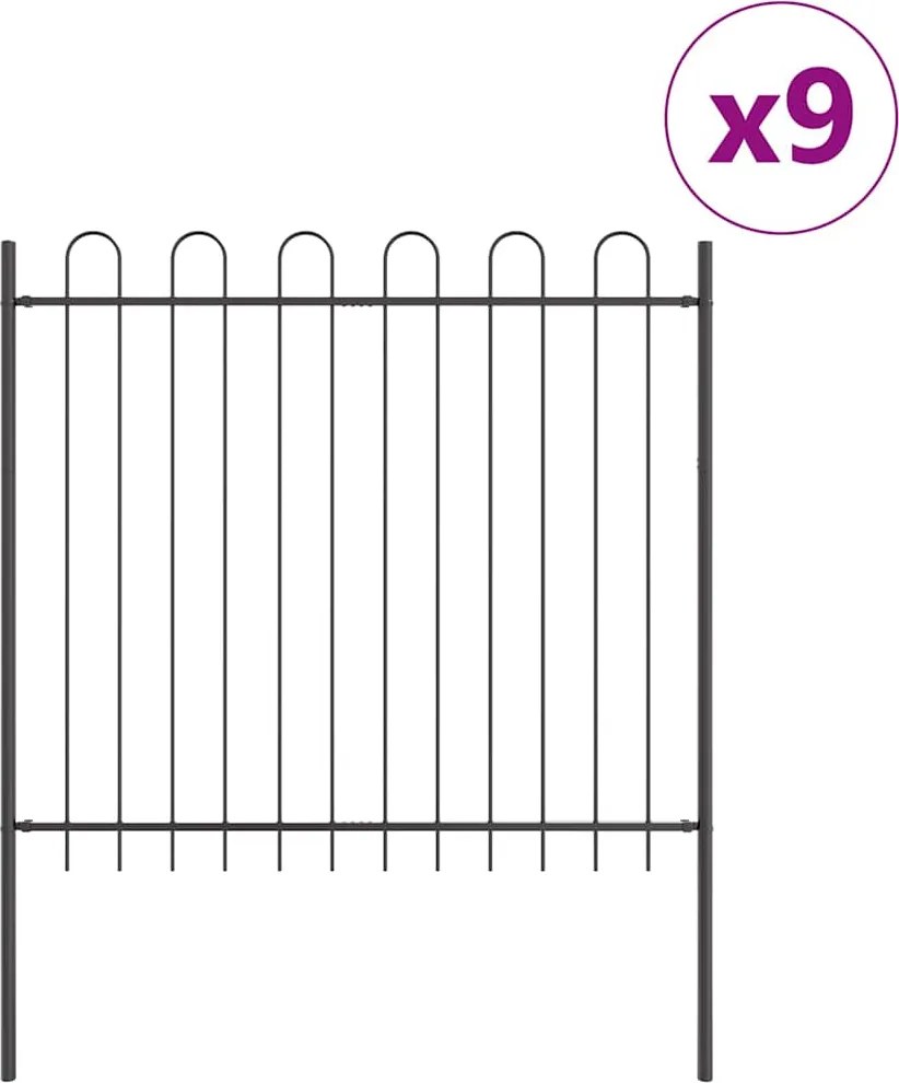 vidaXL Gard de Grădină 9 pcs Gri 15,3 x 1,5 m Oțel acoperit cu pulbere