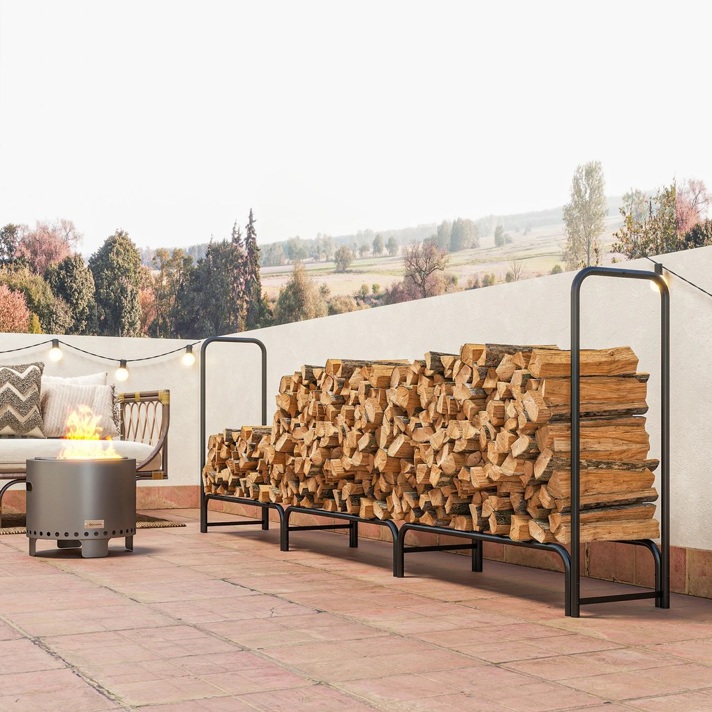Outsunny Suport Lemne de 1m³ Reglabil cu Acoperire Impermeabilă 300x36x99 cm | Aosom Romania