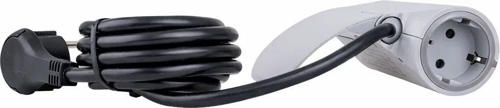 Priză electrică Sofa Box Design Light, 1 priză Schuko, 2 x USB, gri Gri, Metal/Plastic