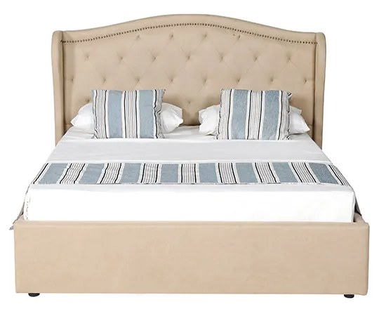 PAT CATIFEA CU SOMIERA RABATABILA SI TABLIE INCLUSA CHARM, 160X200X130 (160X200) CM, SPATIU DEPOZITARE, CULOARE CREM