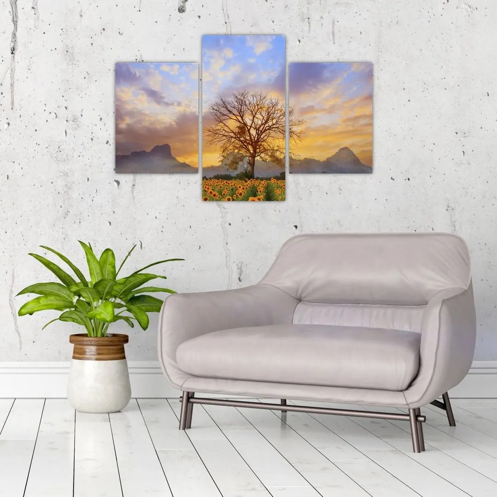 Tablou - Peisaj cu floarea soarelui (90x60 cm)