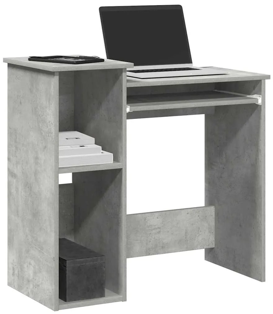 vidaXL Birou cu rafturi, gri beton, 84x40x78 cm, PAL