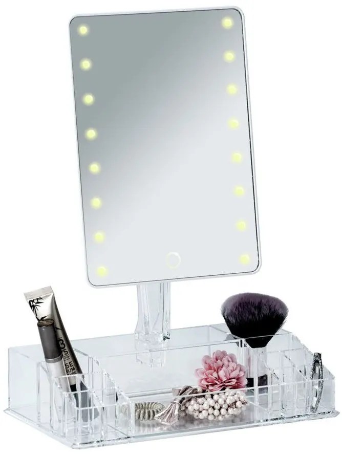 Oglindă cosmetică FARNESE cu organizator și iluminare din spate cu LED, WENKO