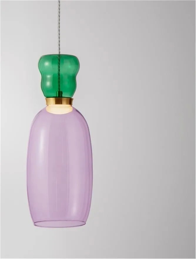 Pendul LED, Lustra design modern Pluma verde/ violet