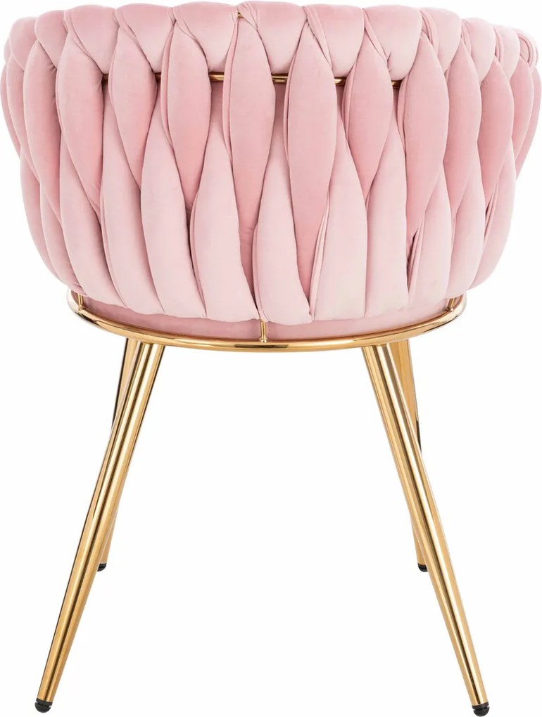 HR750 Scaun cu picioare Aurie Roz Pudra din Catifea