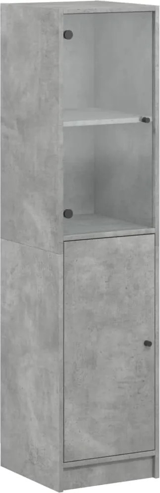 vidaXL Dulap cu ușă din sticlă, gri beton, 35x37x142 cm