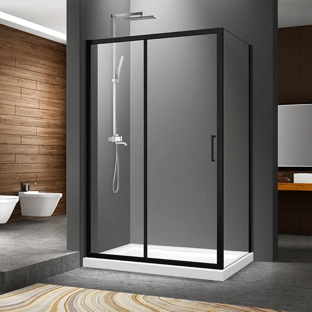 Cabina de dus dreptunghiulara Fluminia Iris N cu usa culisanta 100x80 negru