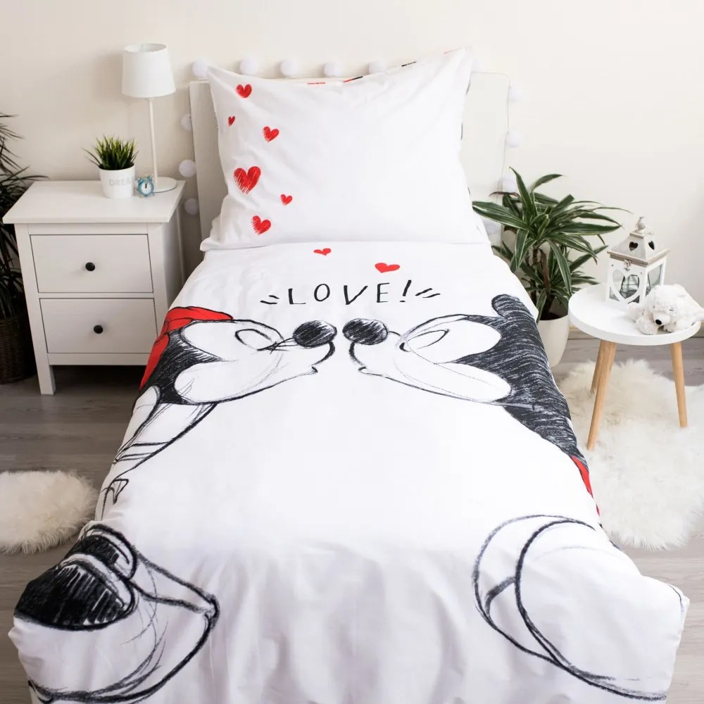 Disney Minnie and Mickey set de lenjerie de pat 140×200cm, 70×90 cm