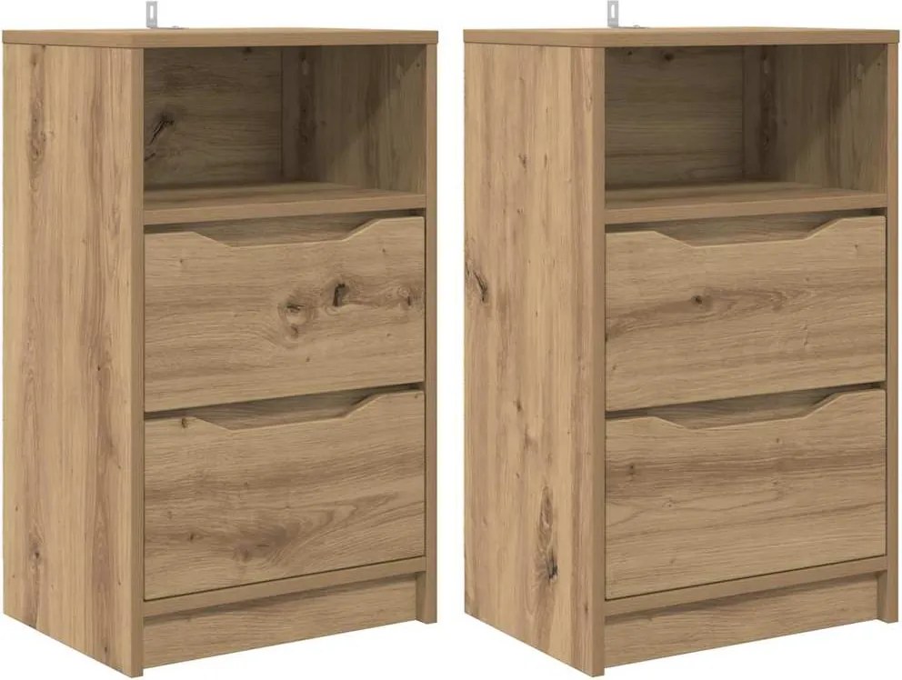 vidaXL Mese de noptieră 2 pcs Stejar Artizanal 40 x 30 x 467 cm