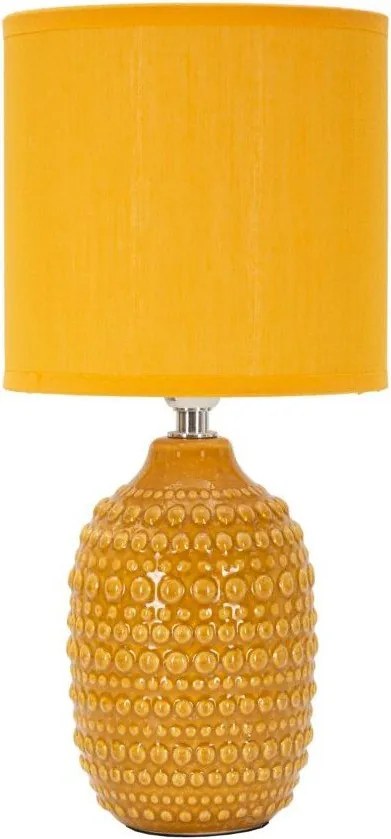 Veioză galben-muștar din ceramică cu abajur textil (înălțime 30,5 cm) Points – Mauro Ferretti