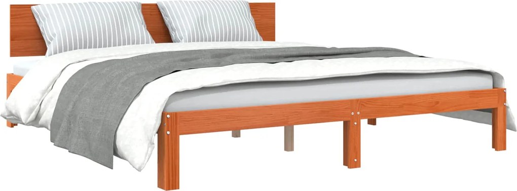 vidaXL Cadru de pat Maroniu cerat 180 x 200 cm Lemn de pin masiv
