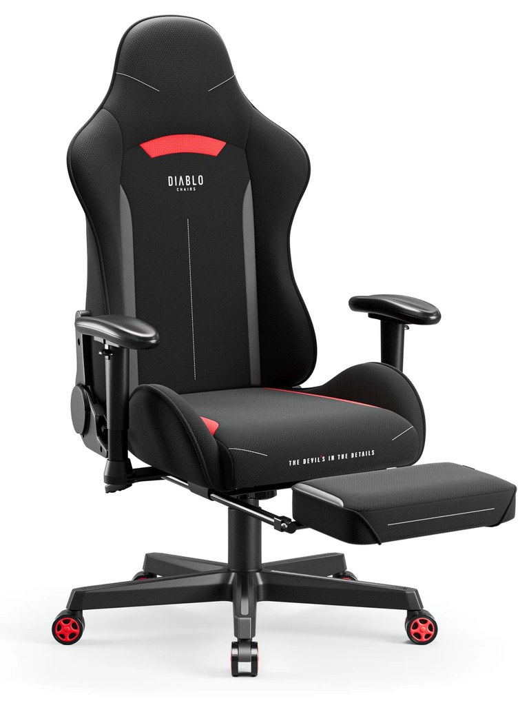 Scaun de gaming pivotant Diablo X-Starter negru și roșu