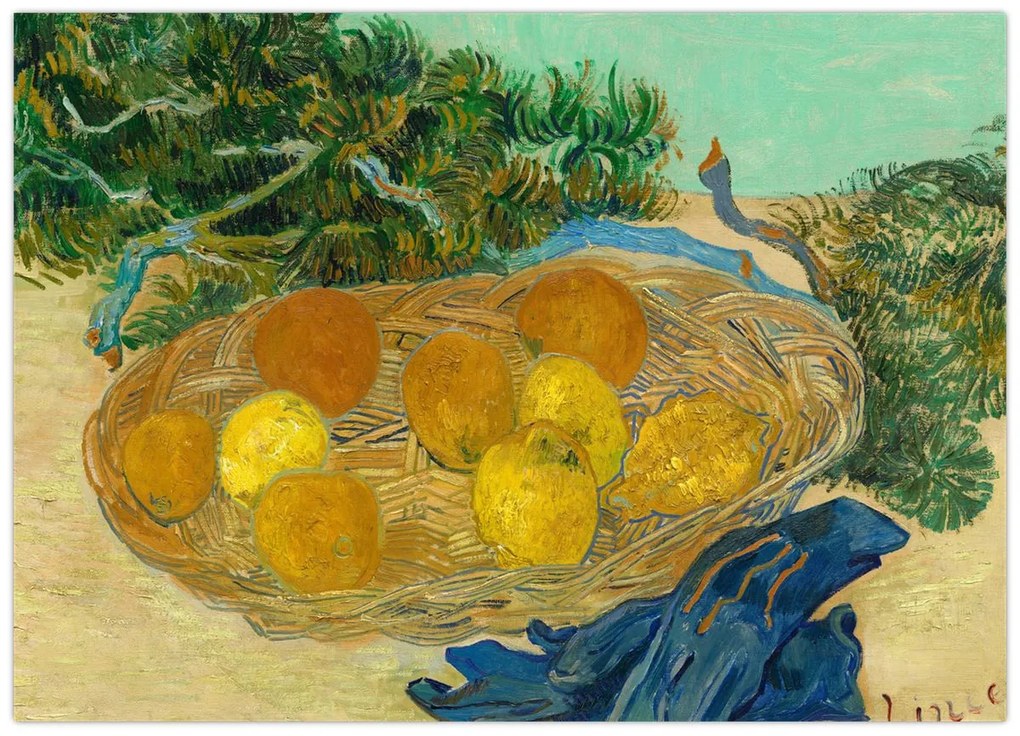 Tablou - Vincent van Gogh, Still Life of  Oranges and Lemons with  Blue Gloves, reproducere (70x50 cm)