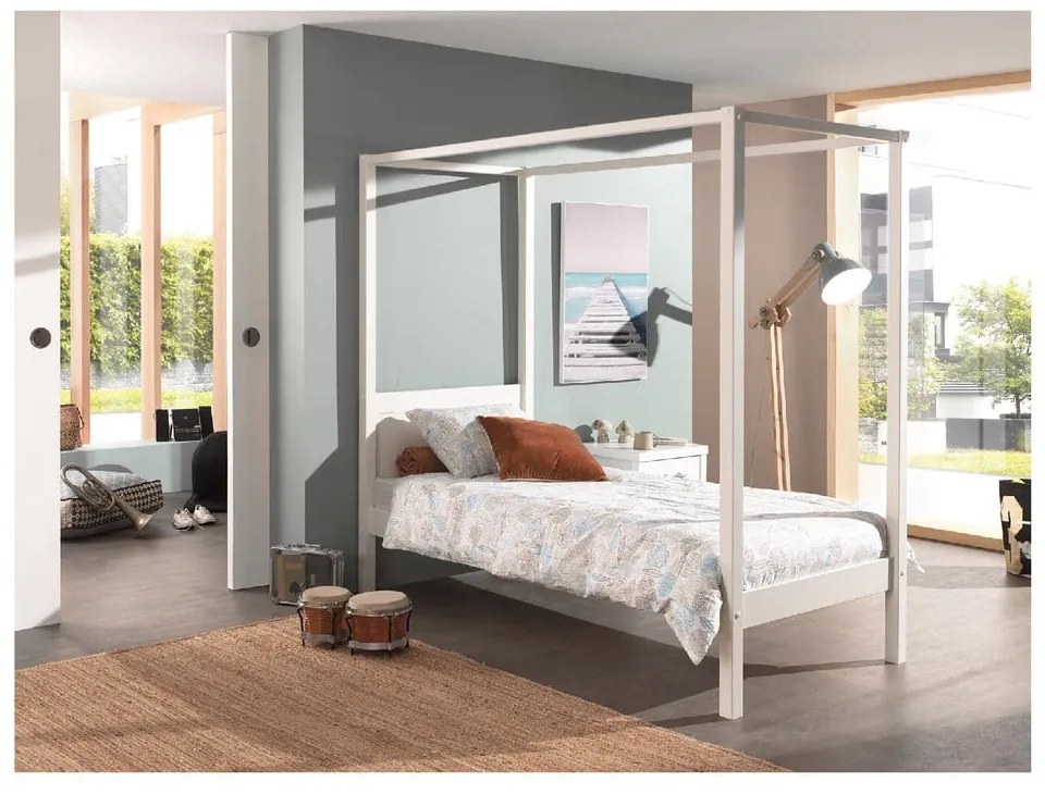 Pat pentru copii alb 90x200 cm PINO CANOPY – Vipack